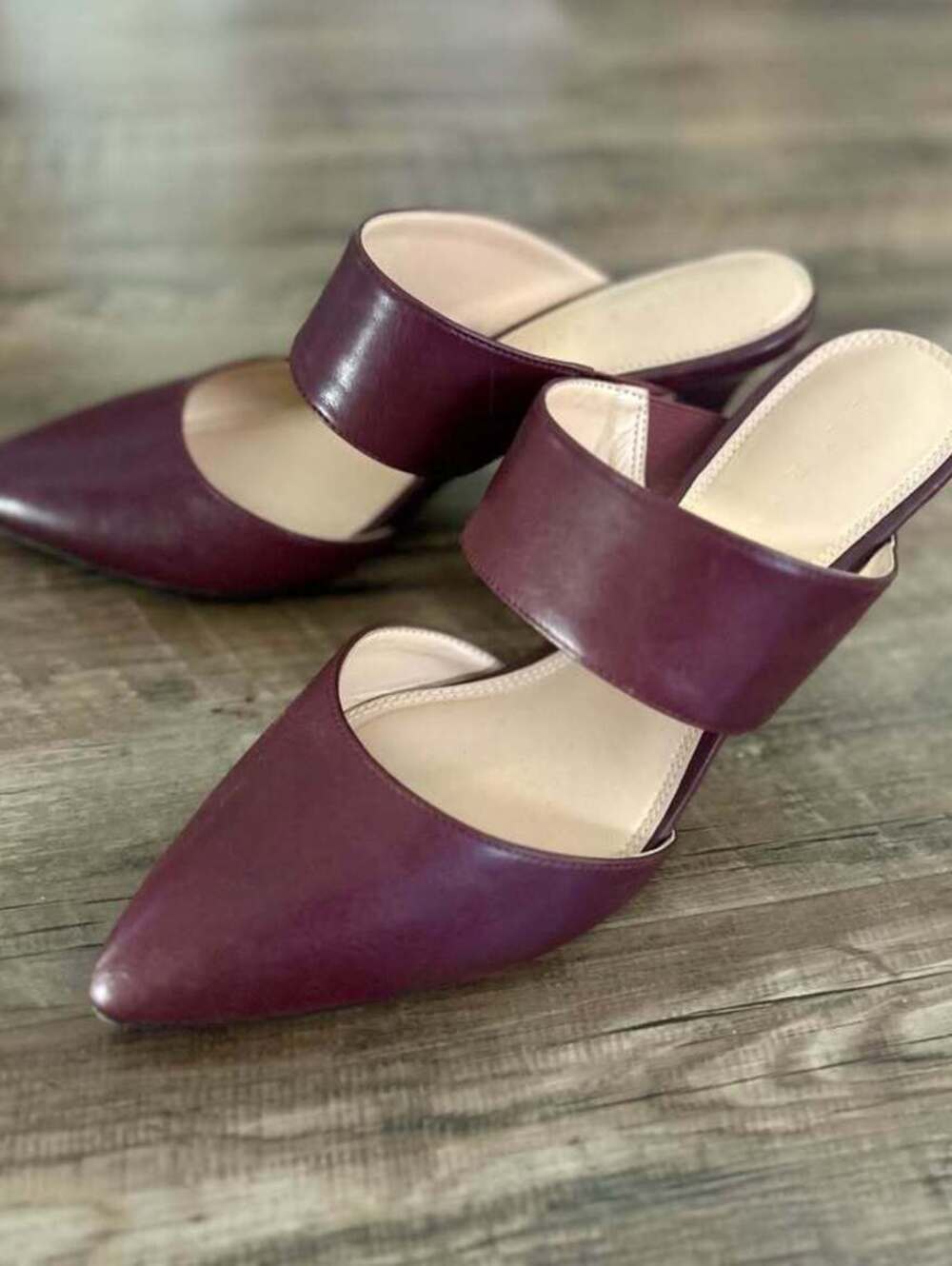 Kelly & Katie Burgundy Pointed Toe Mule Heels Sz 9.5 - Picture 4 of 8